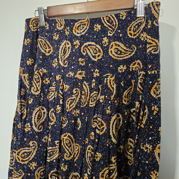 Vintage Speckled Polka Dot Paisley Print Blue and Orange Skirt - Picture 7 of 8